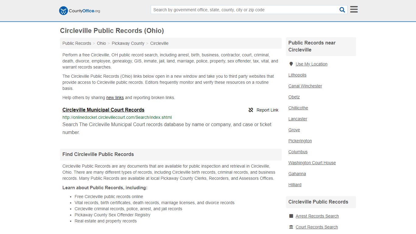 Public Records - Circleville, OH (Business, Criminal, GIS, Property ...